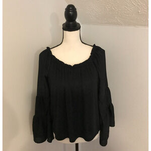 Anthropologie Gloria Off-The-Shoulder Black Top - Size Small